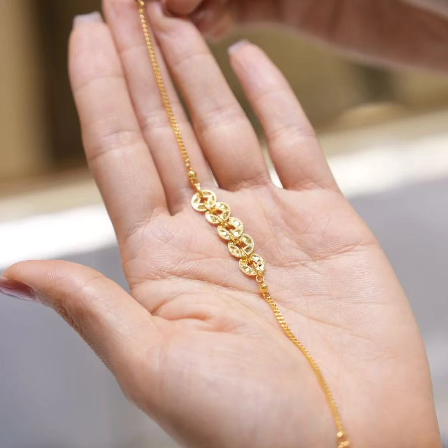 【澄澄专属】足金999碎冰冰五帝钱手链 经典时尚百搭 4.68