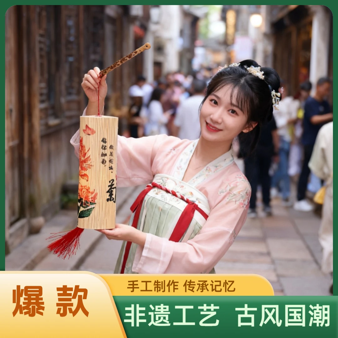 天然竹制灯笼柔和光影治愈时光