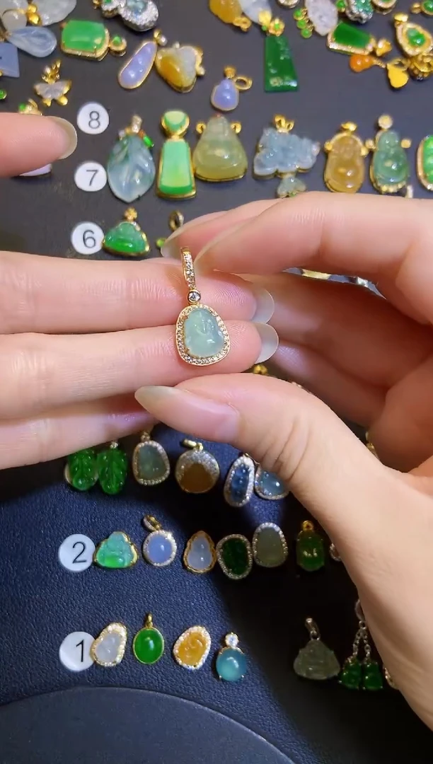 吊坠(不含链)银S925镶嵌翡翠1