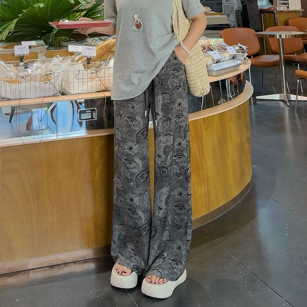 【夏上新】胖mm显瘦宽松花色阔腿裤休闲长裤200斤大码女装_MJ527-GN