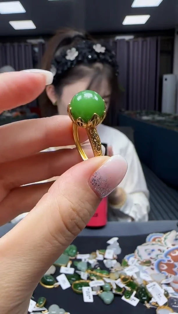 和田玉戒指银S925镶嵌1