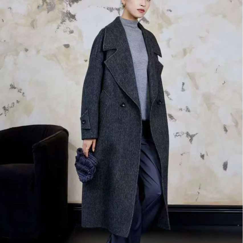 2025全新上市骆驼绒西装领秋冬冬季长款毛呢外套双面呢春日慢人风