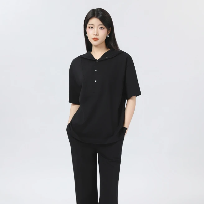 AMASS/阿玛施时尚休闲百搭简约纯色连帽T恤女 530013-4239511