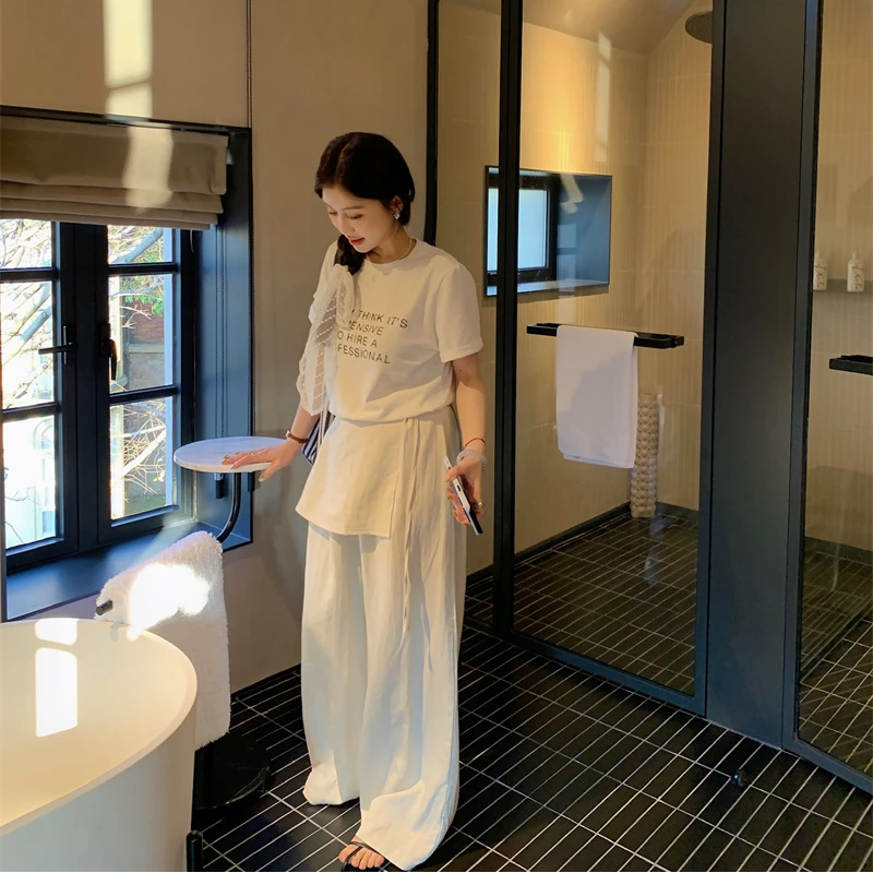 YPP! chao级推荐！春夏新款高级显瘦设计感直筒系带屁帘裤西装裤