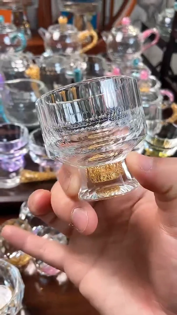 【闪购商品】玺宴新款水晶竖纹杯金箔