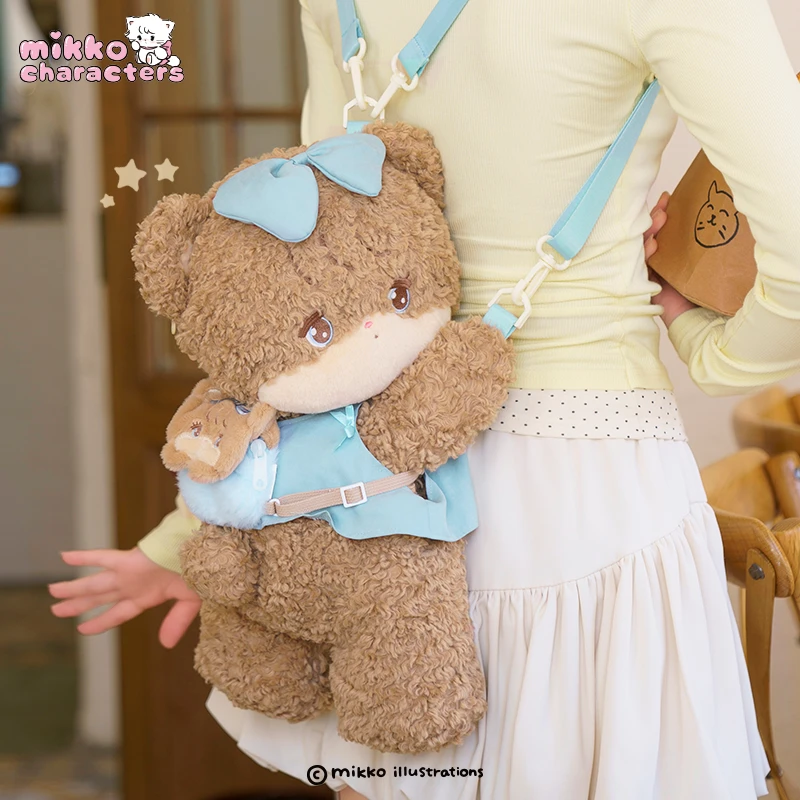 【小羊古力】正版Mikko小熊趴趴斜挎包毛绒玩偶双肩背包包lolita
