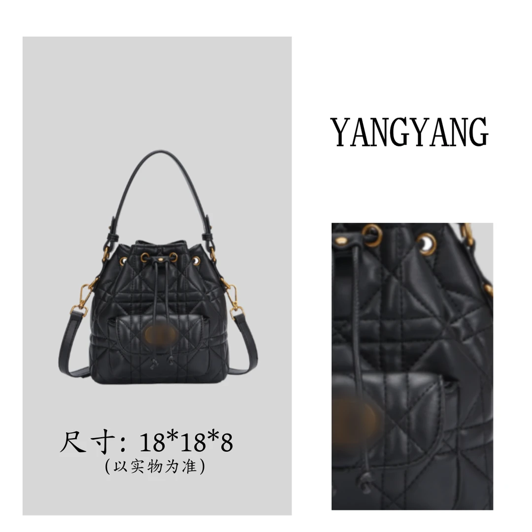 【工厂直销】2025新款大容量水桶包精致百搭链条单肩斜挎包2530黑色