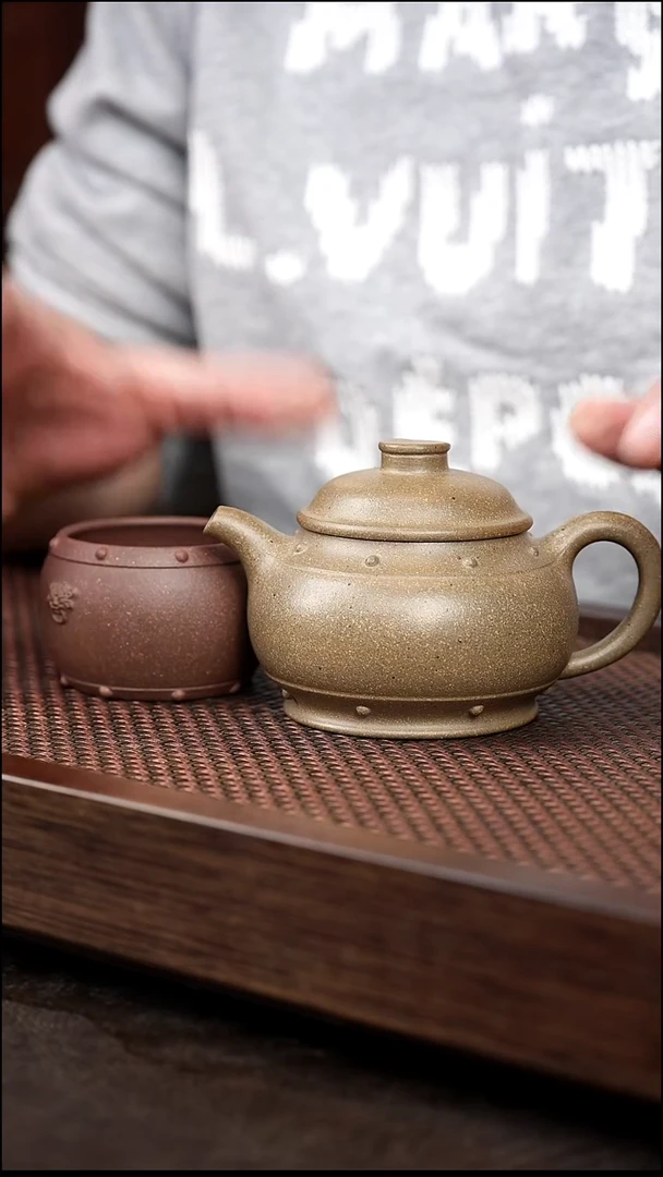 茶壶紫砂岩中泥大太极鼓+战鼓杯