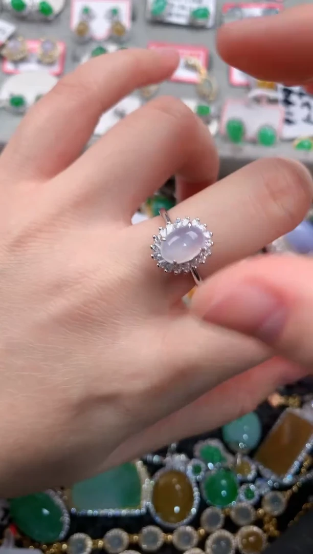 银S925镶嵌戒指翡翠999---7