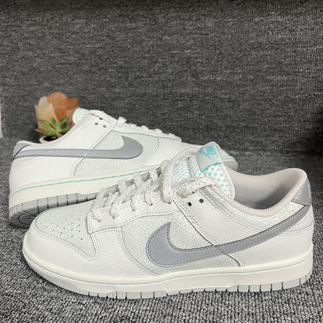 NIKE耐克 Dunk Low 男款白灰色低帮复古运动鞋休闲板鞋官方正品