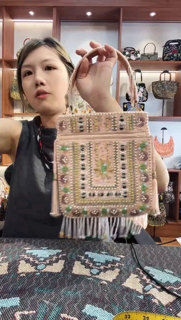 织物12号（多色可选）手工珠珠包包腋下斜跨包手拿包手提晚宴包