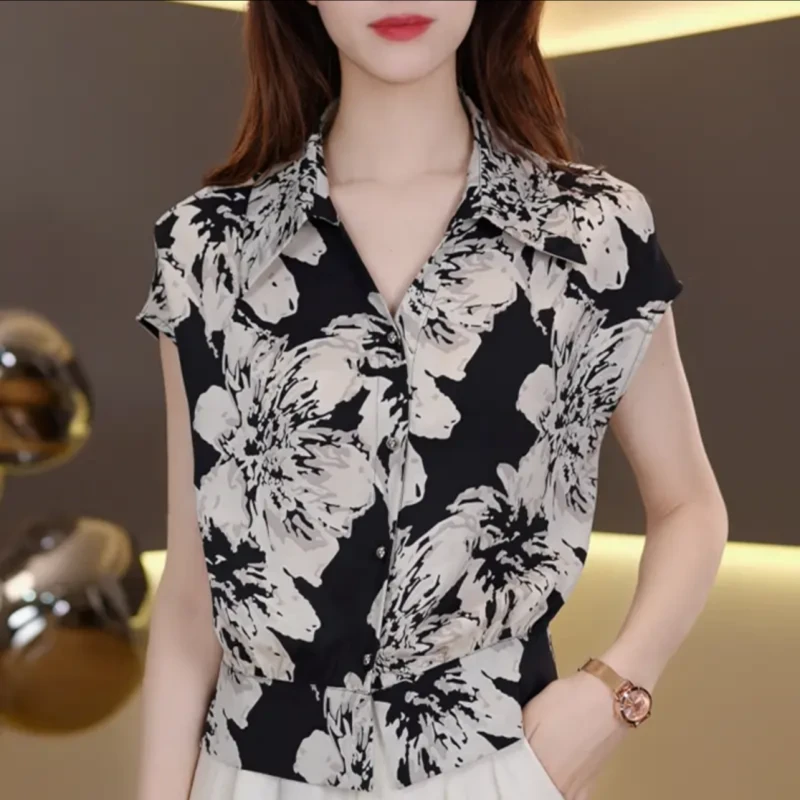 时尚气质短袖T恤女2025年夏季新款透气轻薄上衣印花 2950