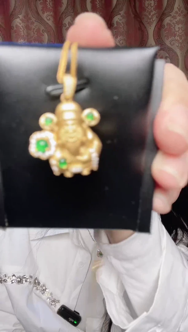 吊坠(赠链)银S925镀金镶嵌翡翠【张小狮专属浮力】吊坠