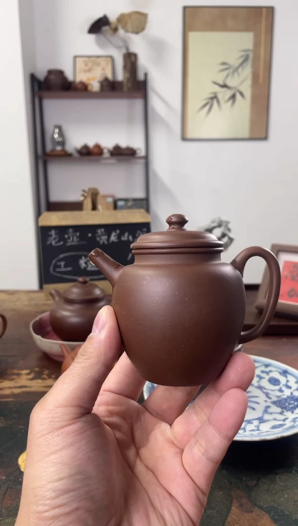 茶壶紫砂90年代老壶工糙但泥好拼紫明式