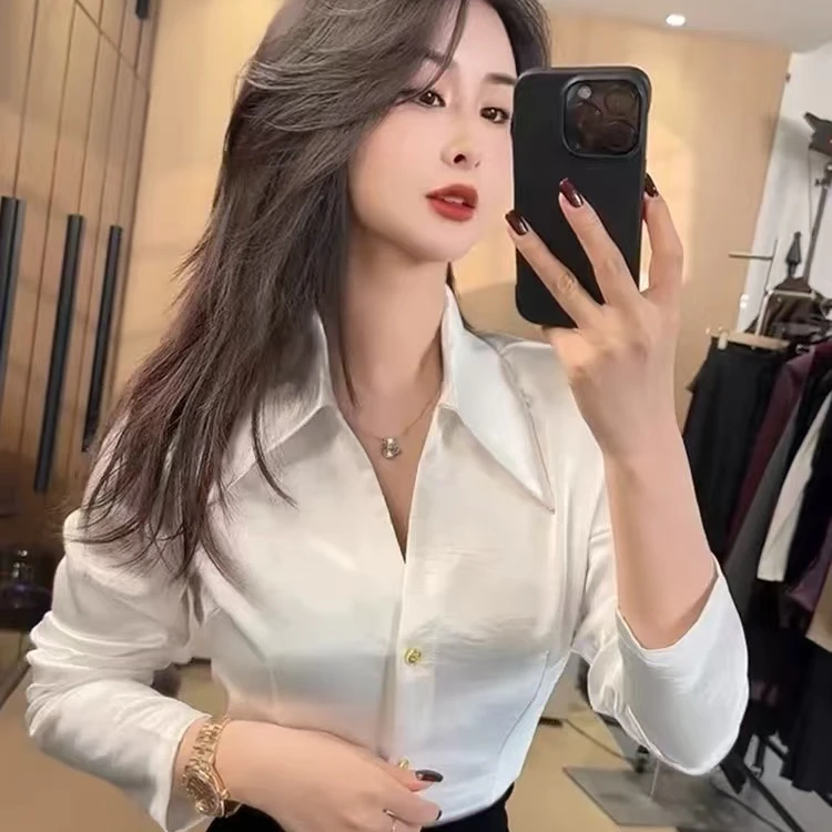 法式时尚气质内搭小众百搭衬衣高级设计感显瘦长袖衬衫打底上衣