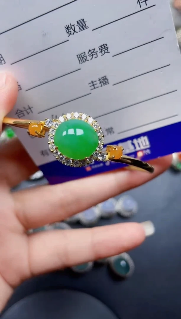 银S925镶嵌手镯翡翠141