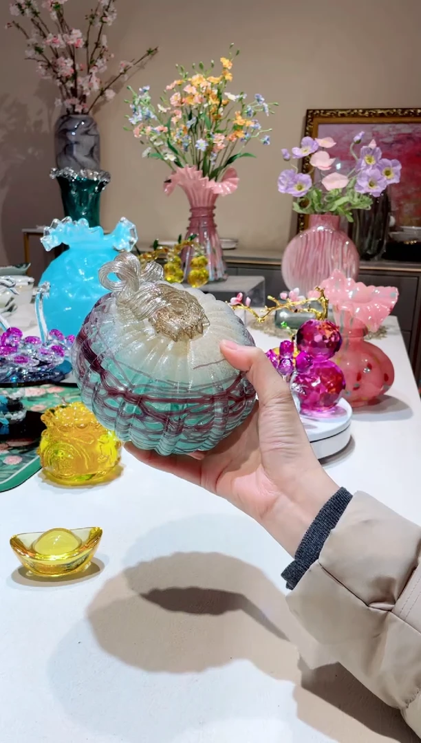 【闪购商品】琉璃手工艺品蓝色南瓜 微瑕