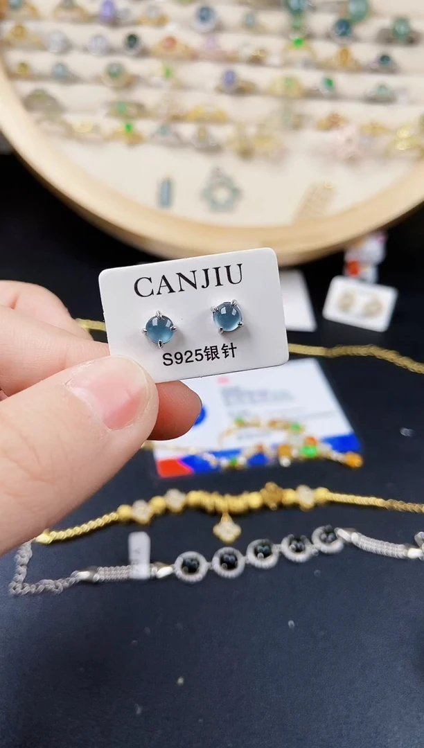【闪购商品】翡翠银S925镶嵌耳饰645645