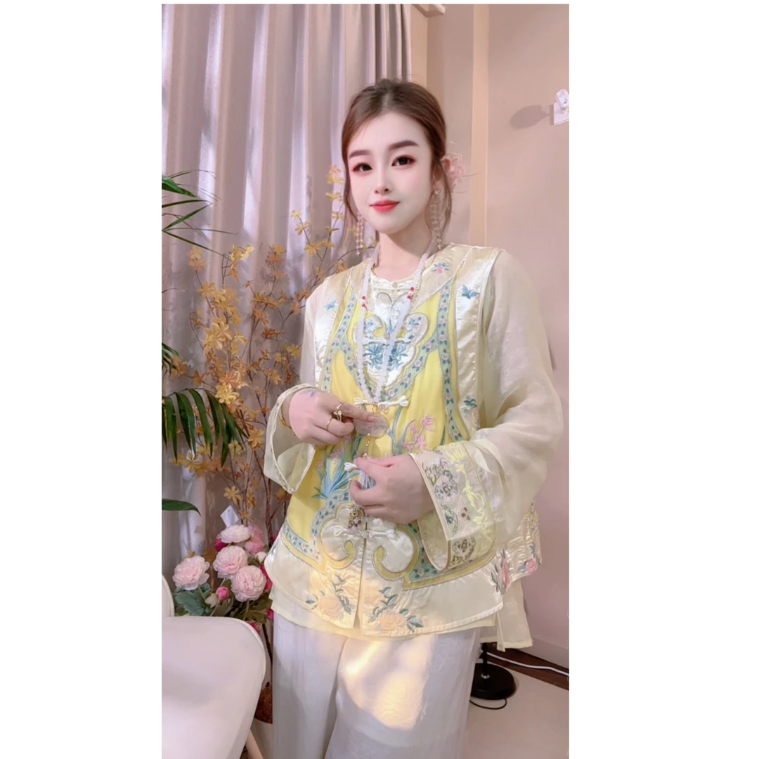 [吉祥]新中式女装中国风重工刺绣马甲女新款春季复古高级感上衣