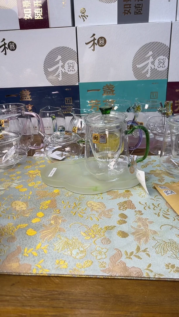 翠绿色水晶茶盘+锦颂杯湖绿色，，，