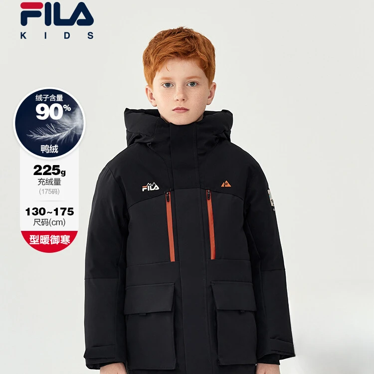 【经典潮流】斐乐儿童冬季男大童保暖时尚中长款羽绒服K12B543911