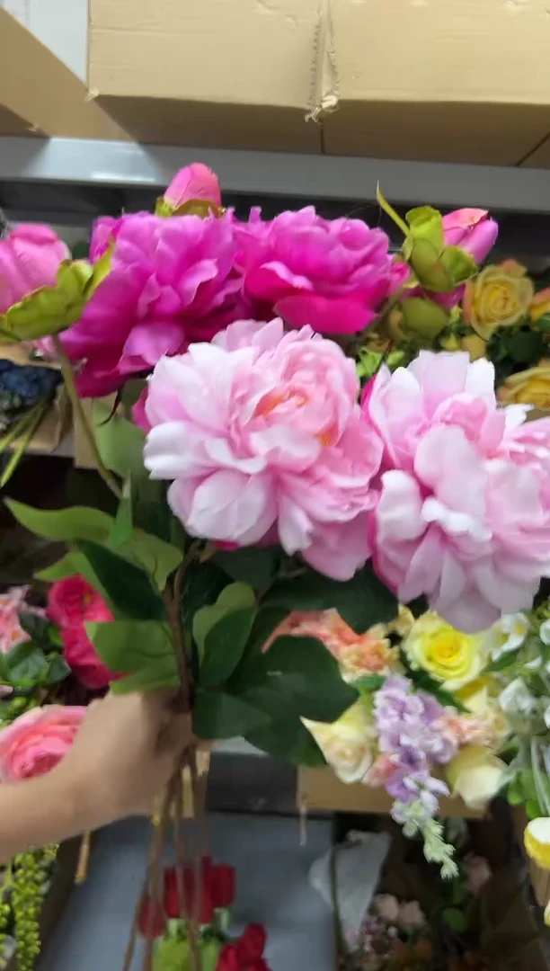 2枝粉色2枝玫红大牡丹