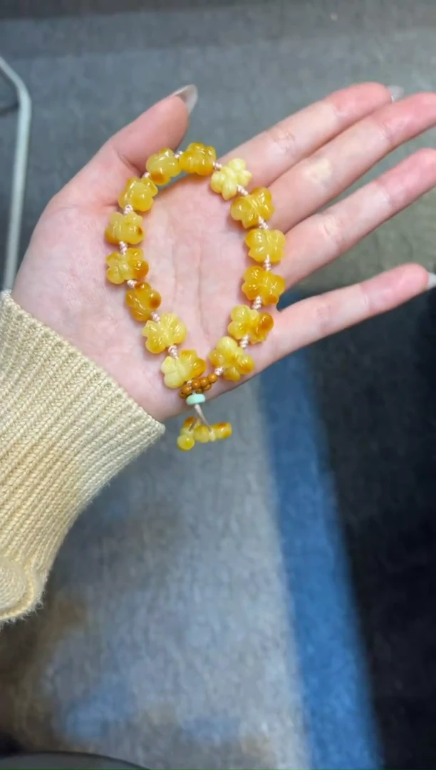 【闪购商品】琥珀珠宝奇石未镶嵌蝴蝶手串