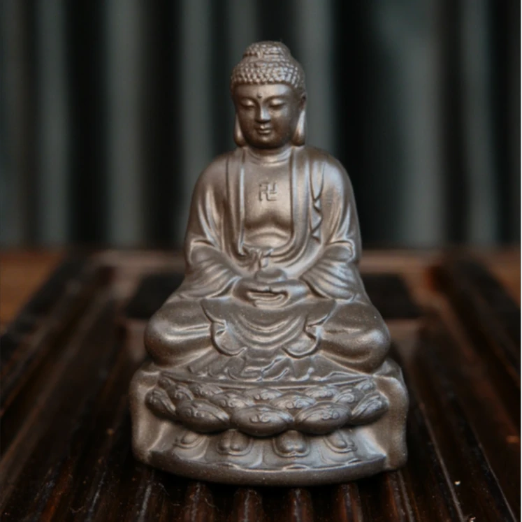 黑石如来带底座 宜兴紫砂手工