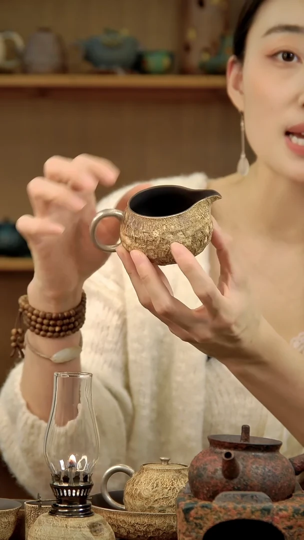 言野手作 粉引仿古公道杯