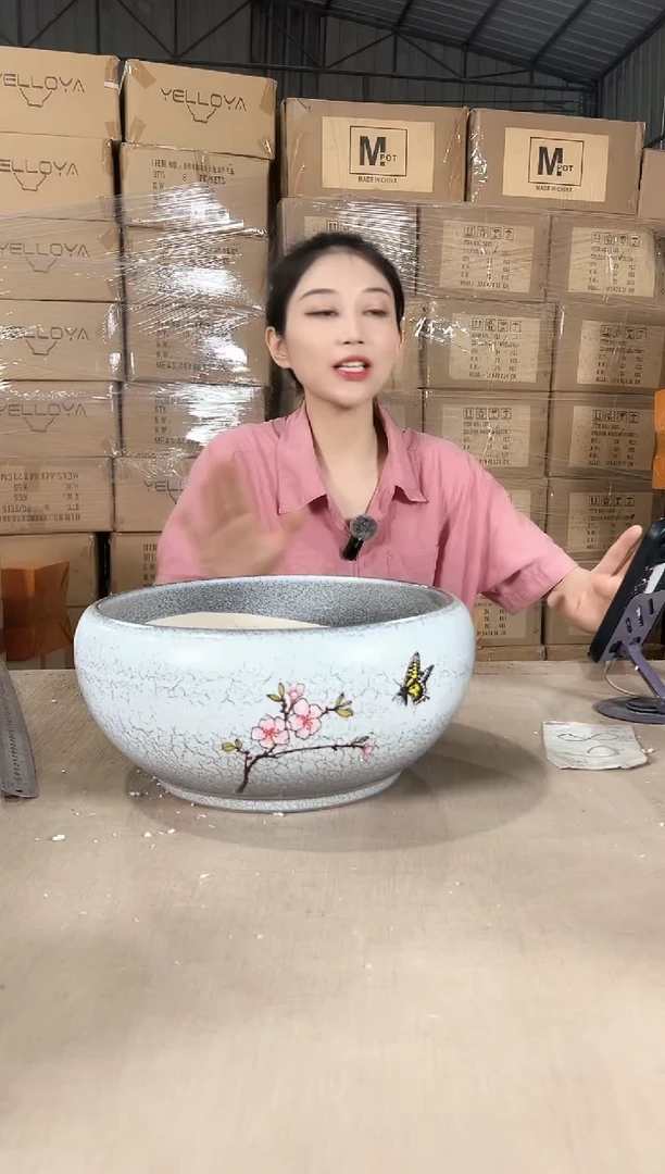 大碗裂纹白荷花大号29x14