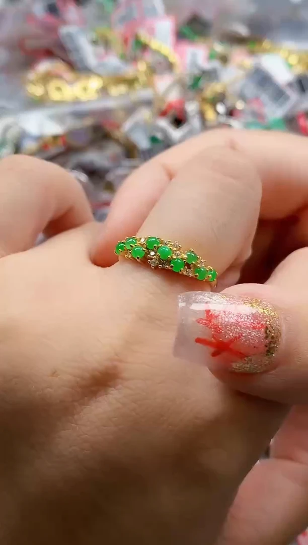 银S925镶嵌戒指翡翠天然A货缅甸翡翠