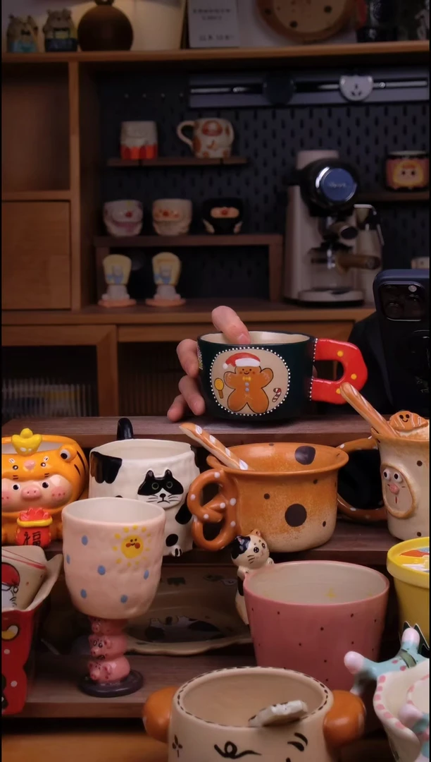 杯子陶景德镇可爱设计师款陶瓷