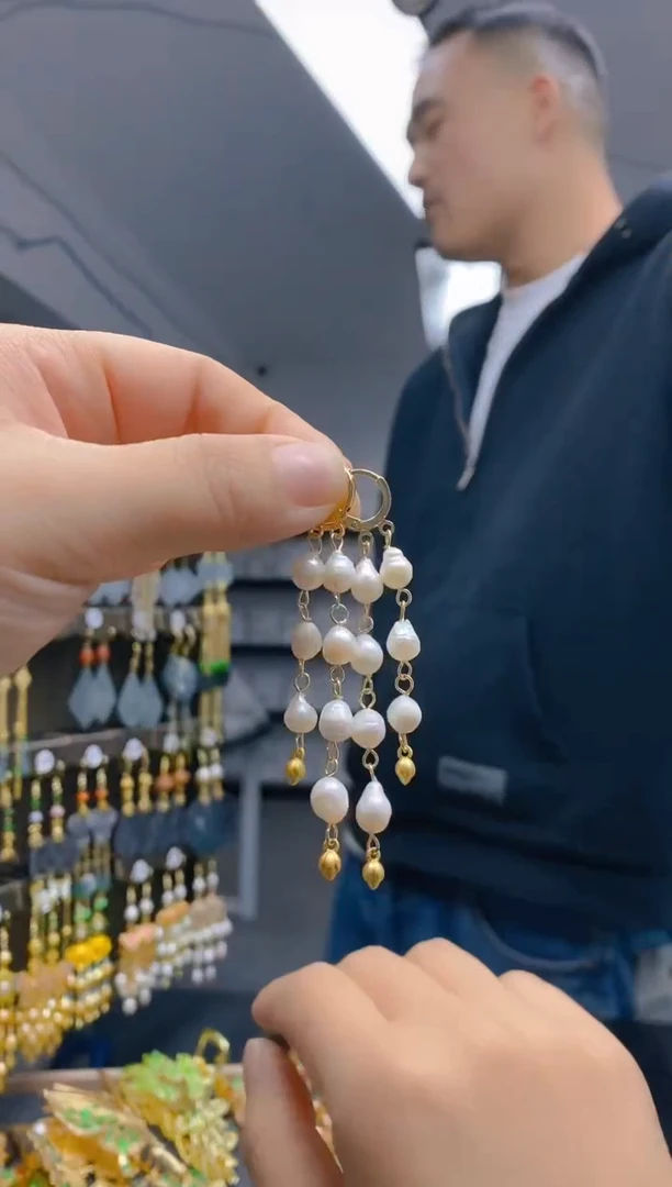 【闪购商品】淡水珍珠耳饰合金034珍珠饰品