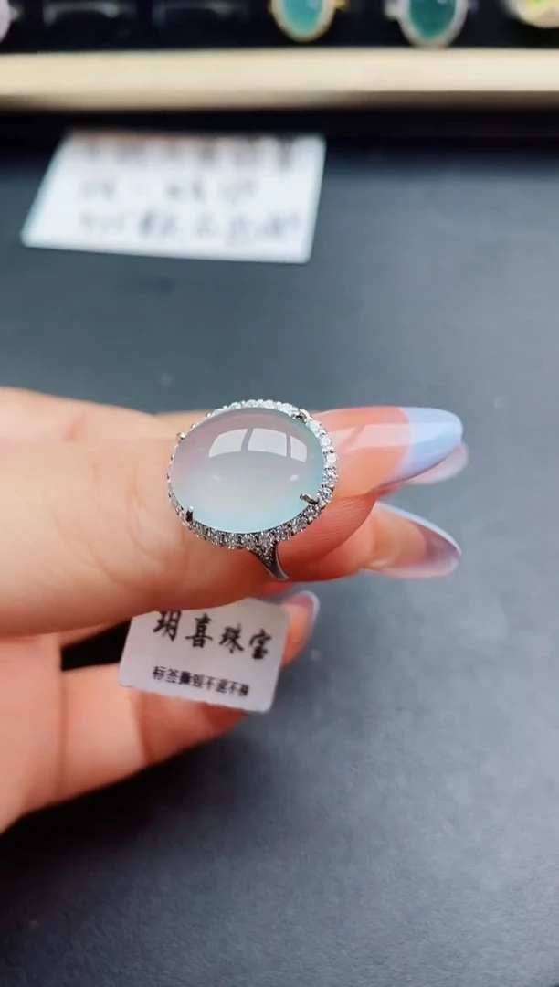 翡翠戒指银S925镶嵌321312