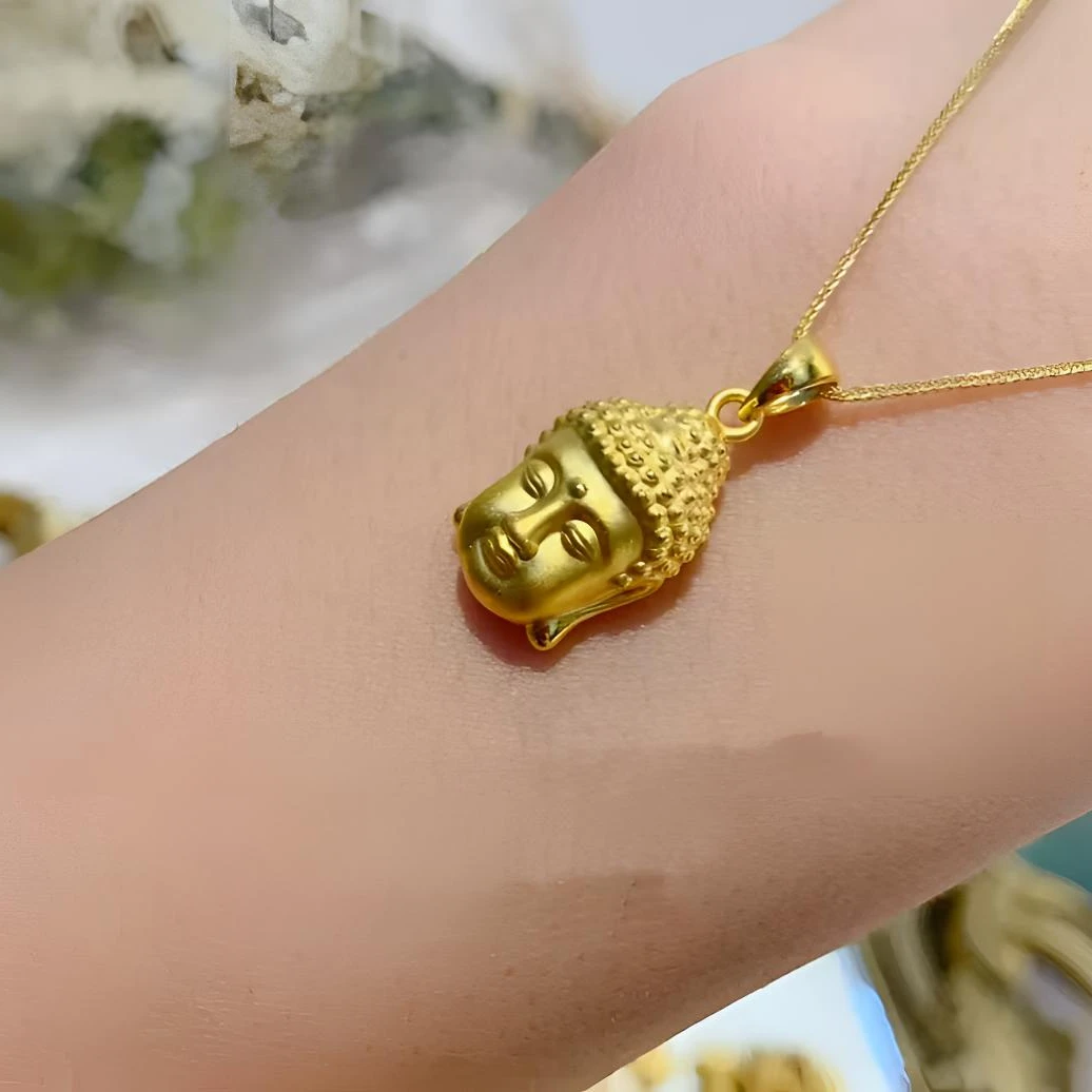 足金佛头古风吊坠轻奢时尚百搭古法精美