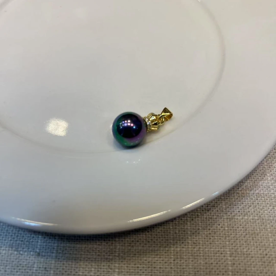 天然深海时尚绿色简约母贝珠吊坠强光大颗L-79