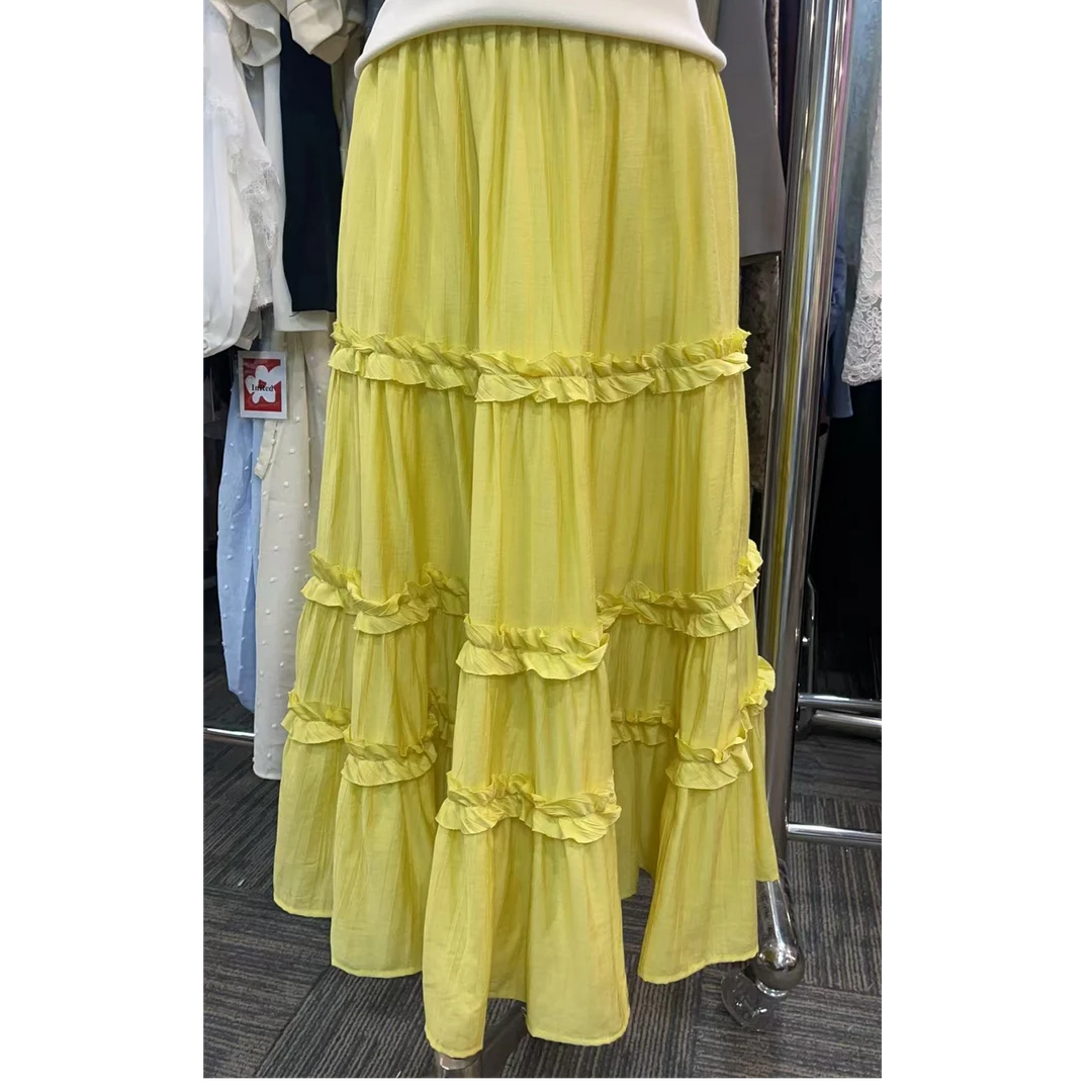 时尚纯色松紧腰蛋糕裙 Y020-0258