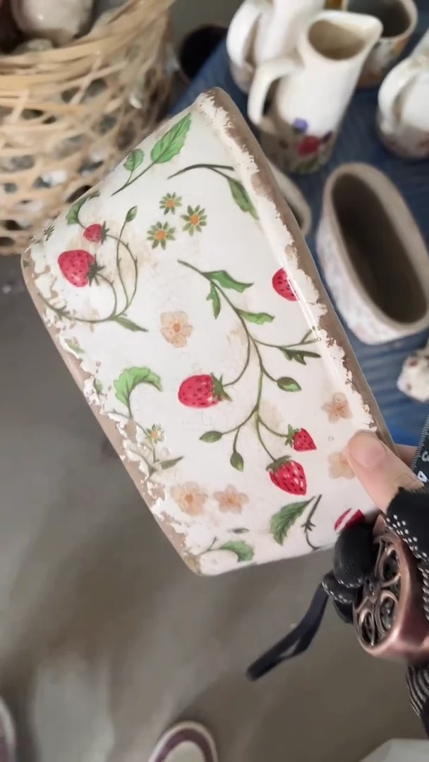 【闪购商品】陶瓷花盆高11cm内口20.5*8.5cm