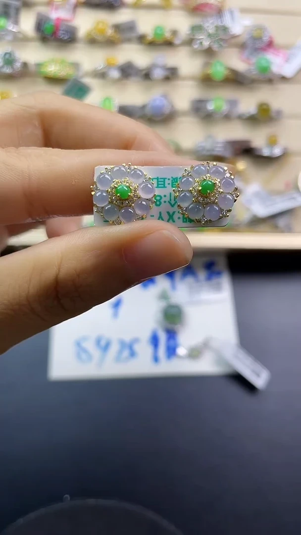 银S925镶嵌戒指翡翠翡翠 蛋面 银S925镶嵌