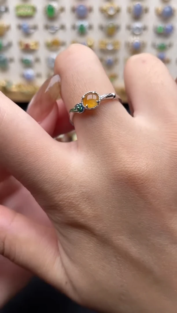 翡翠戒指银S925镶嵌一物一证一礼盒