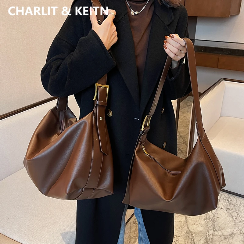 CHARLIT&KEITN女包2025新款大容量女士托特包斜挎软皮通勤单肩包