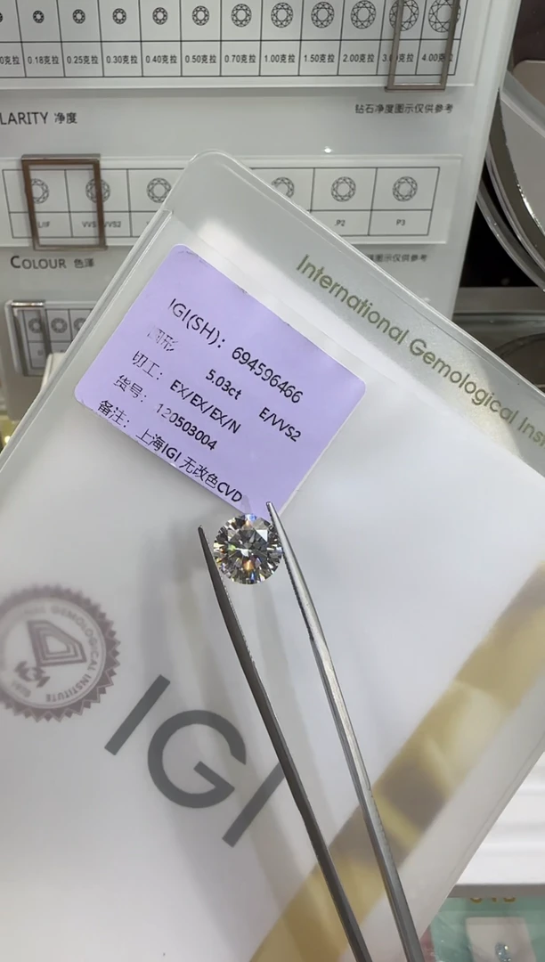 裸石实验室培育钻石@ 5.03ct 先鉴赏，再定制！