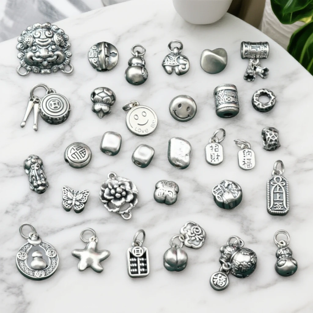 足银银制品 足银配件复古做旧款空心百搭素款银制品