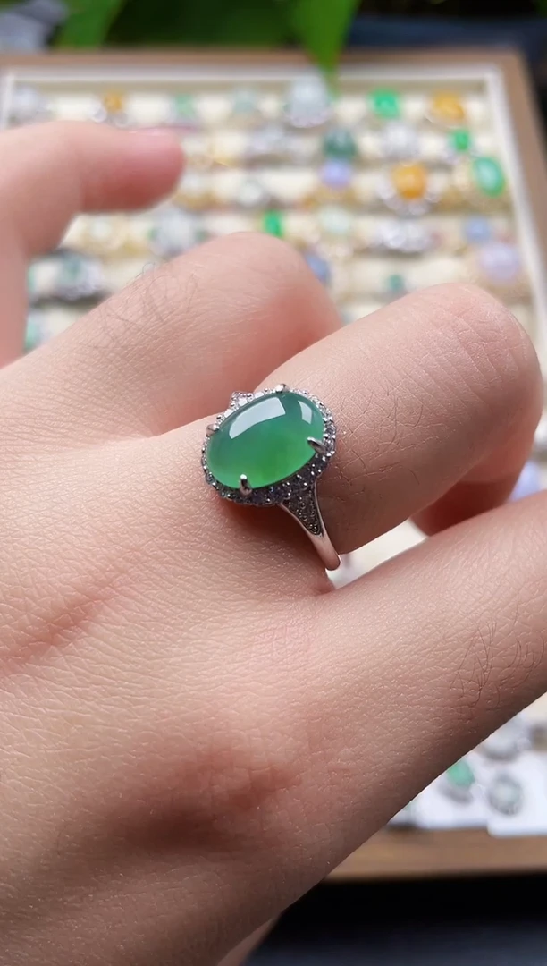 银S925镶嵌戒指翡翠60