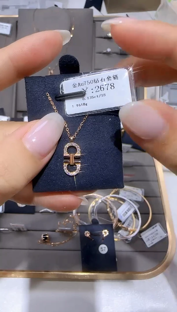 颈饰18K金镶嵌钻石18K金套链2222