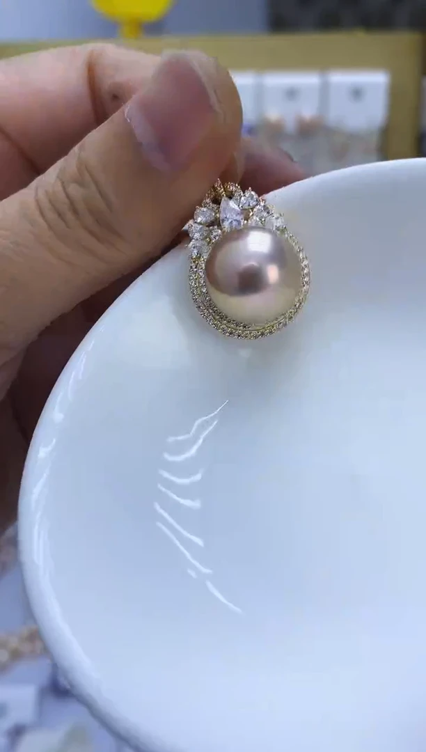 颈饰银S925镶嵌淡水珍珠吊坠