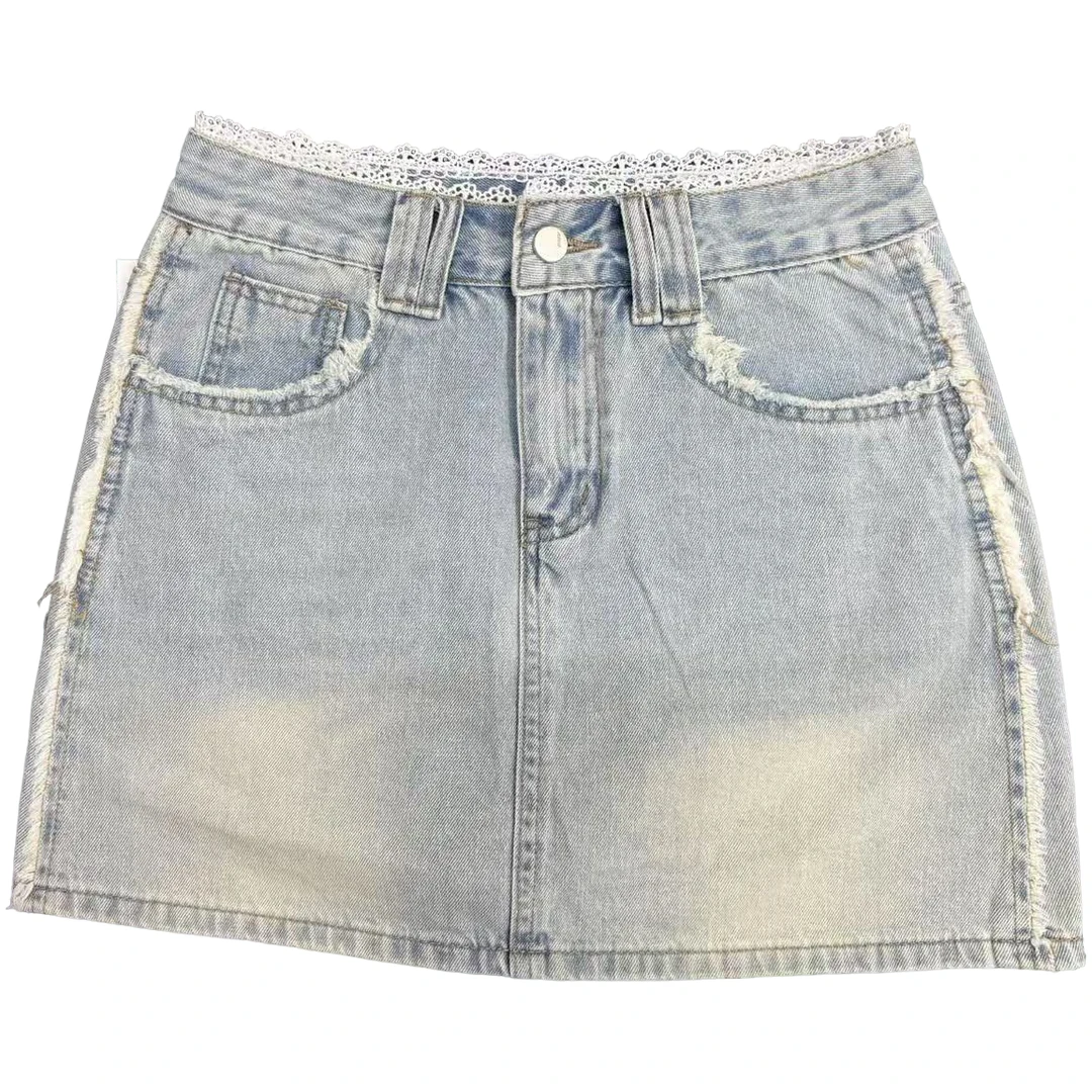 蕾丝牛仔裙女2025新款显瘦时尚潮流蕾丝裙