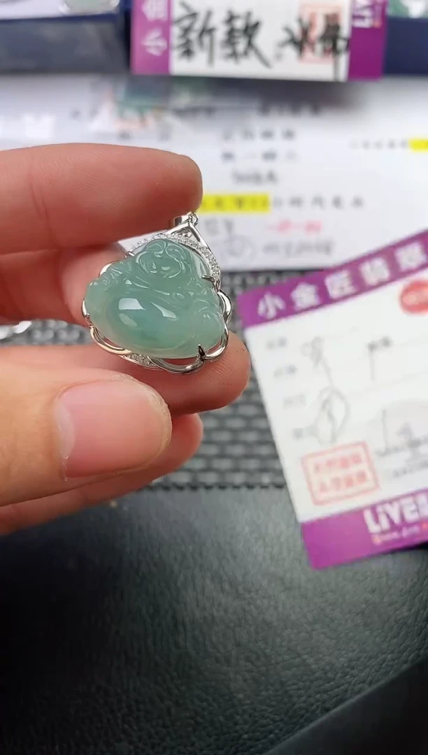 翡翠银S925镶嵌颈饰妞*挂件
