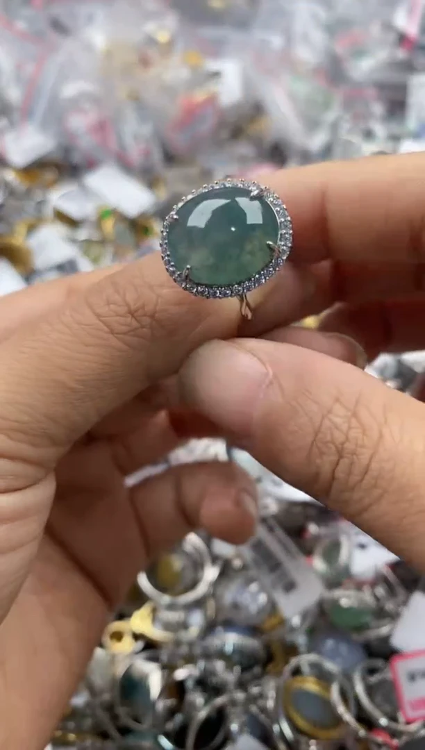 银S925镶嵌戒指翡翠111----9