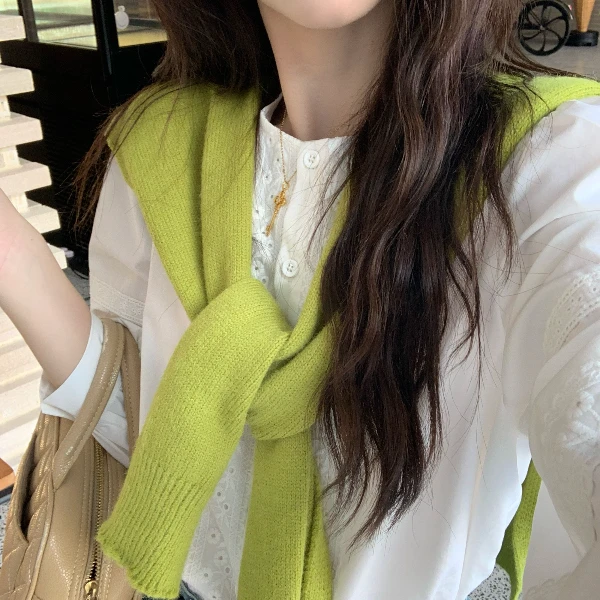 Berry 喜你而欢大庞定制 三色叠穿外搭披肩女春时髦薄款慵懒坎肩